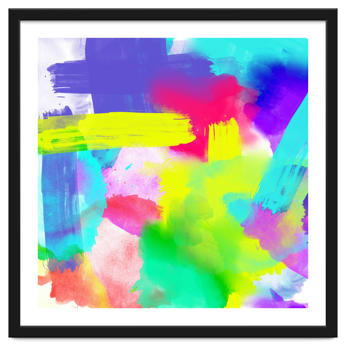Abstract Stripes Neon Artistic Watercolor Pattern
