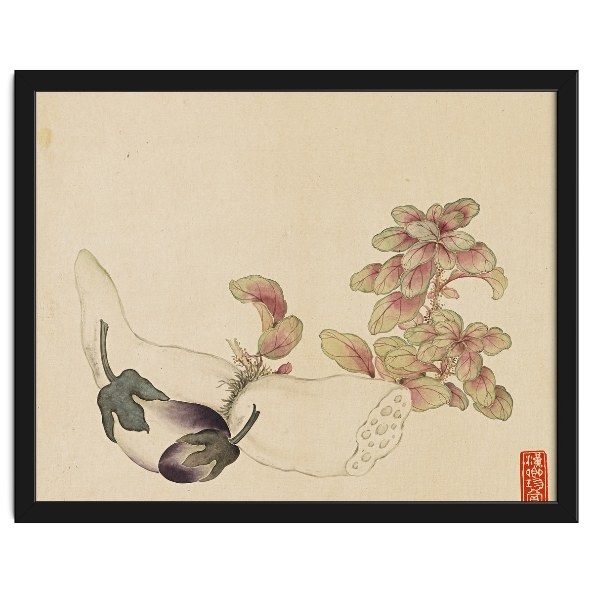 Wang Chengyu ~flowers, Vegetables, Fruits, Eggplant, Lotus Root
