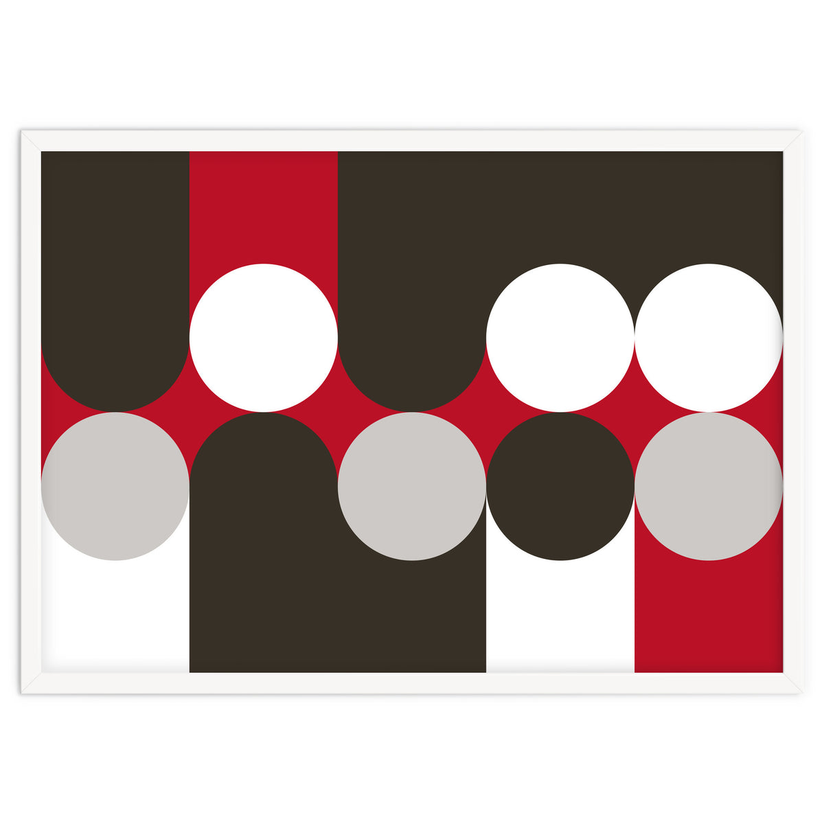 Geometric Shapes No. 33 - brown, red & white