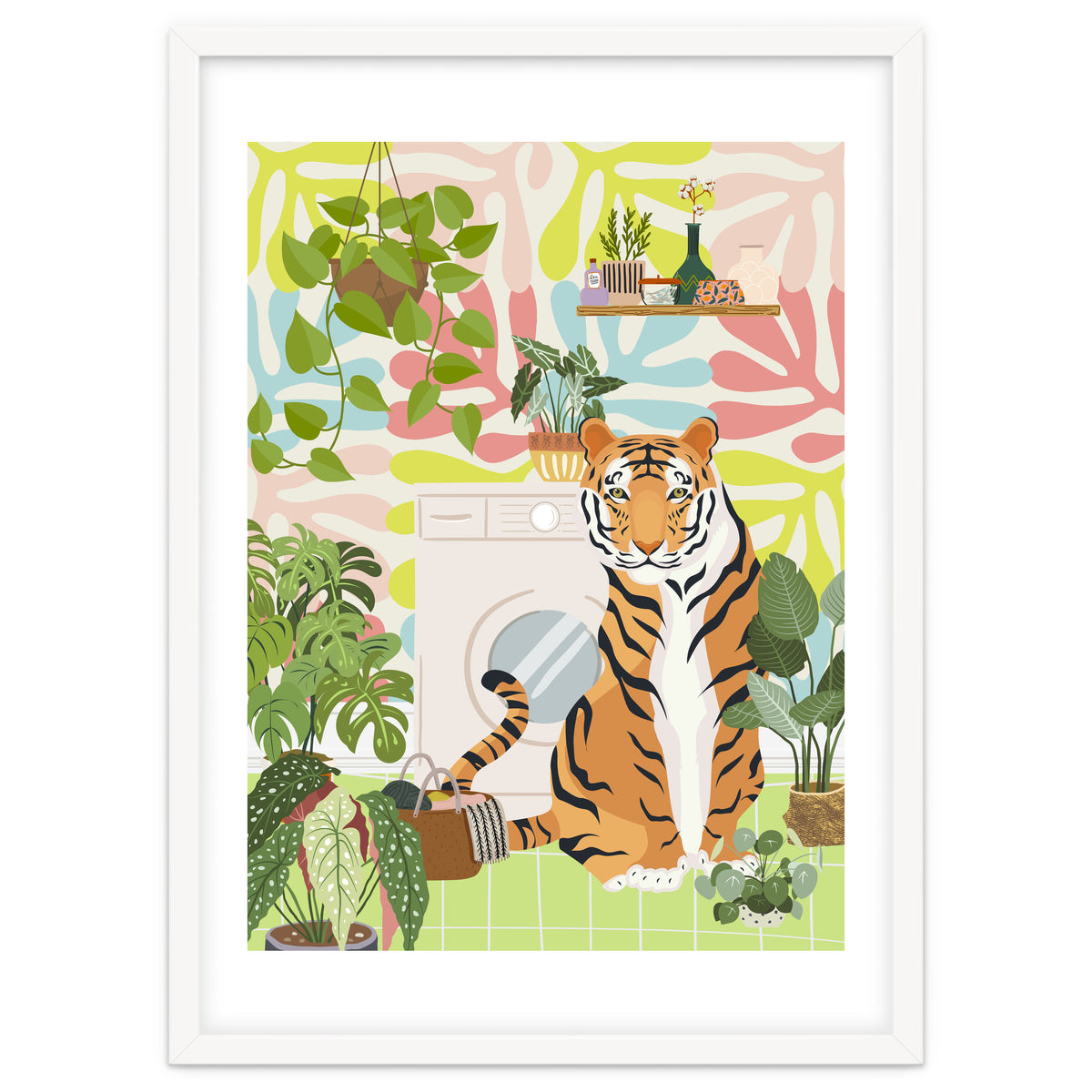 Tiger in Matisse Style Bathroom