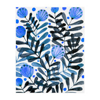 Flowers And Foliage Blue (Print Only)