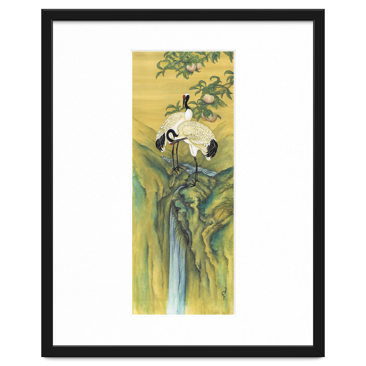 Cranes At The Top Of A Waterfall