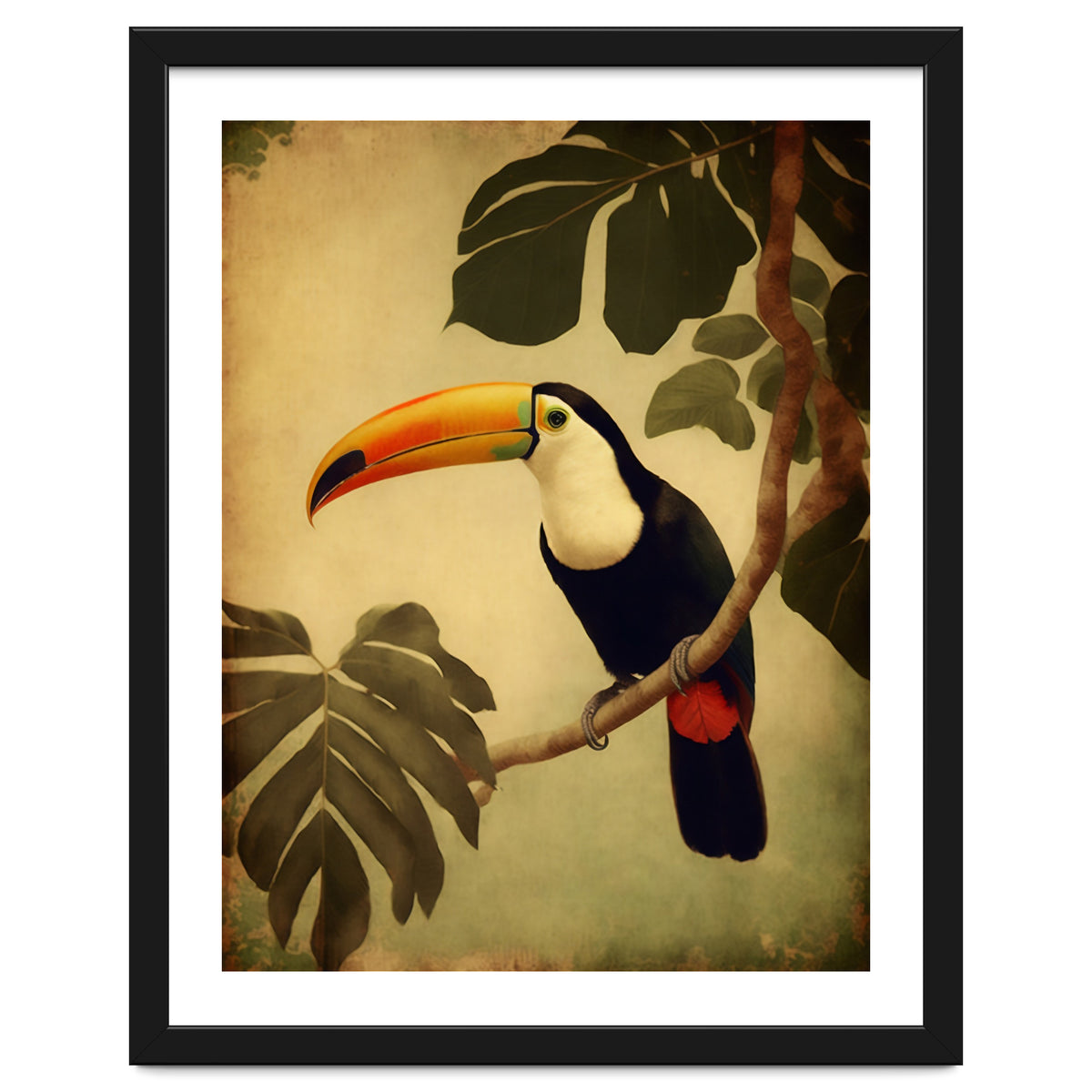 Toucan Vintage Jungle Painting
