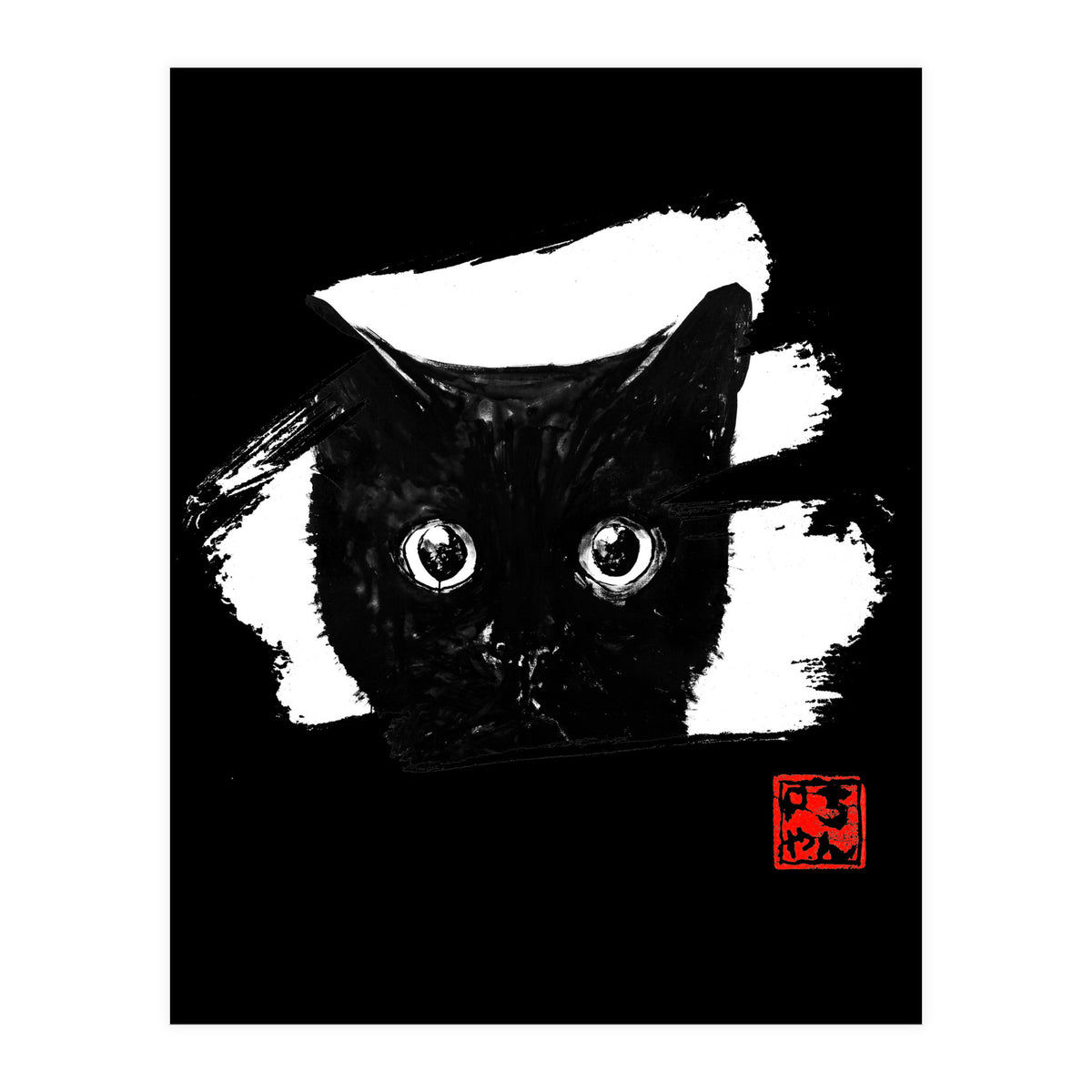 cat face in white (Print Only)