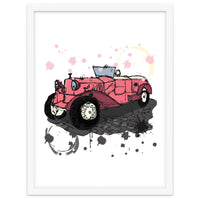 Vintage pink car sketch