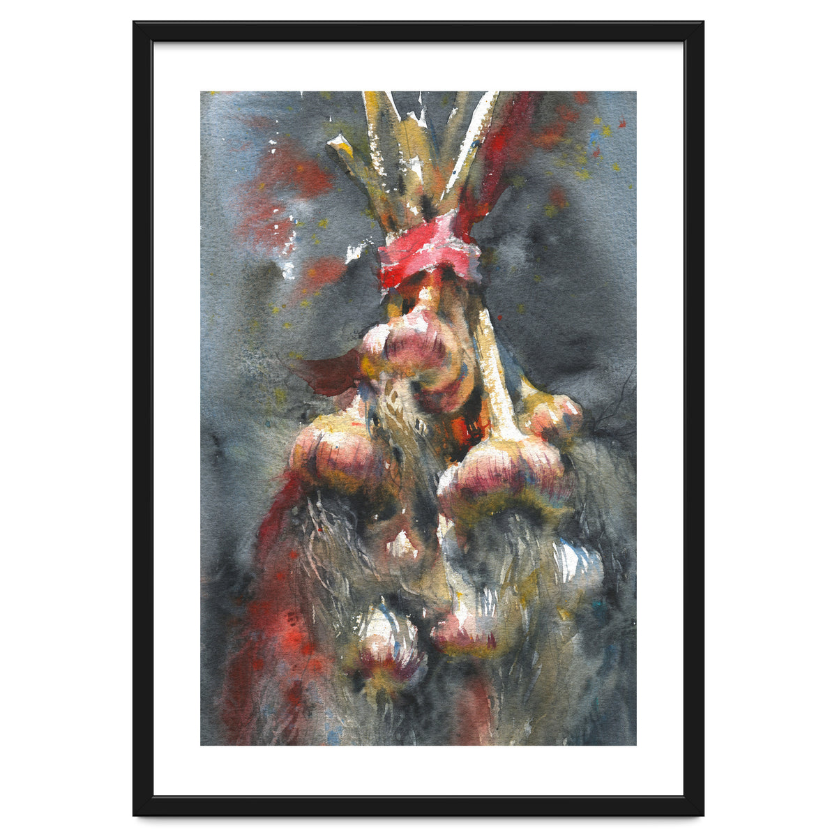 Garlic. Still-life  watercolor painting