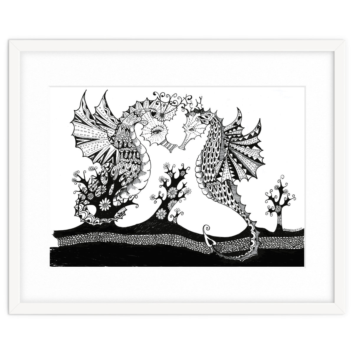 Seahorse Dragons Love Illustration