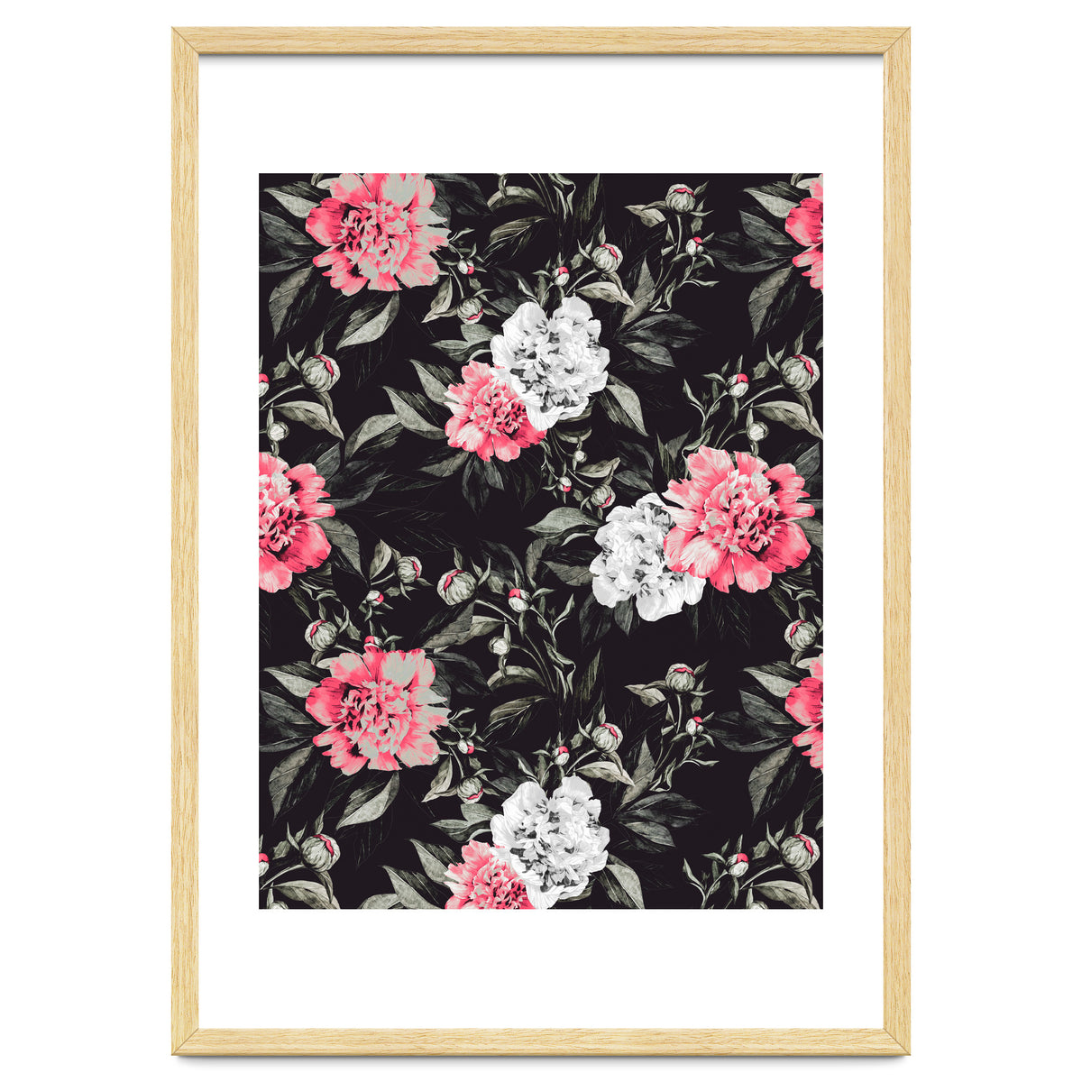 Floral pink - black & white dark
