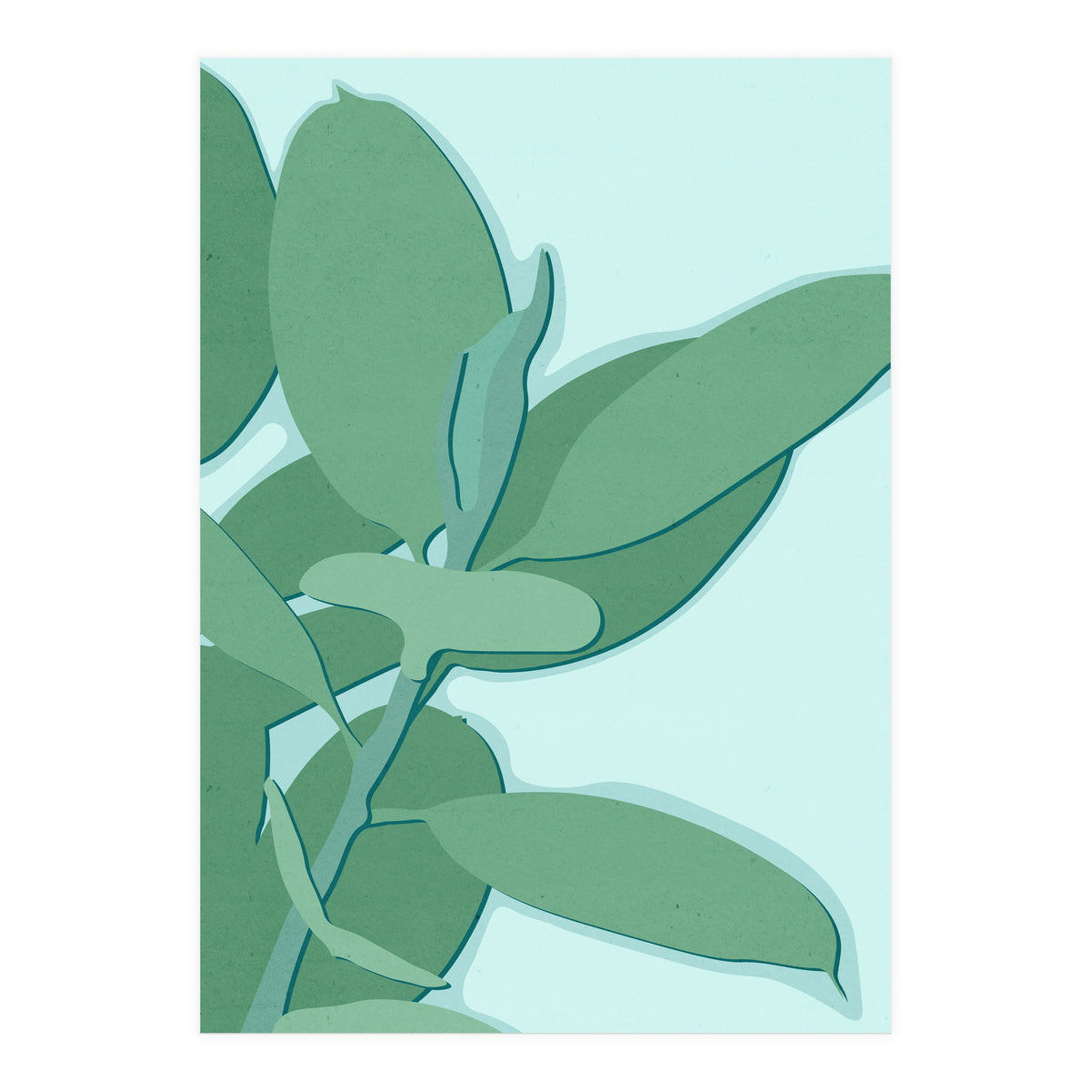 Minimal Rubber Tree Leaves - Greener Eden (Print Only)
