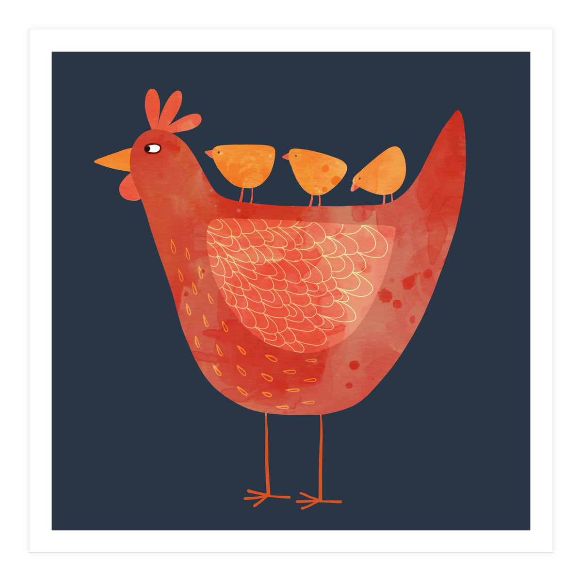 Hen and Chicks Dark (Print Only)