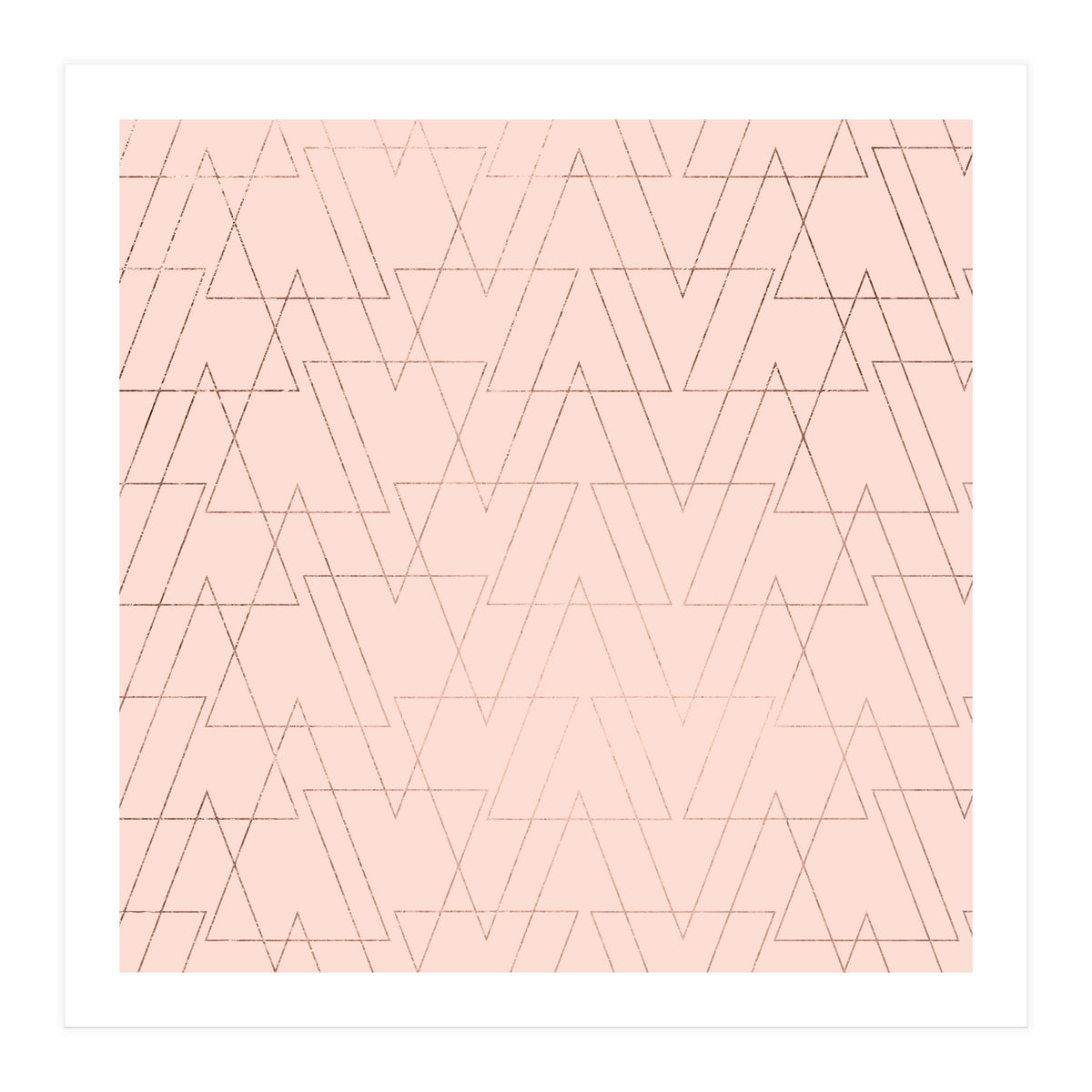 Modern Rose Gold Geometric Thin Triangles Blush Pink Abstract Pattern (Print Only)