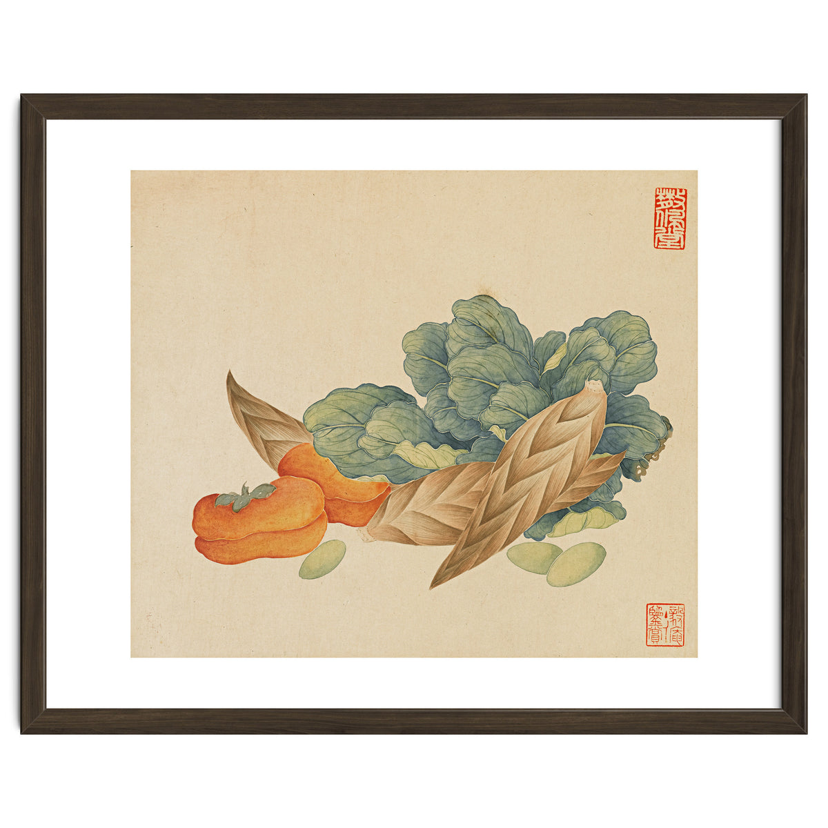Wang Chengyu~flowers And Vegetables, Vegetables, Fruits, Chinese Cabbage, Lentils, Bamboo Shoots, Persimmons