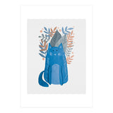 Cute blue cat and branches (Print Only) thumbnail