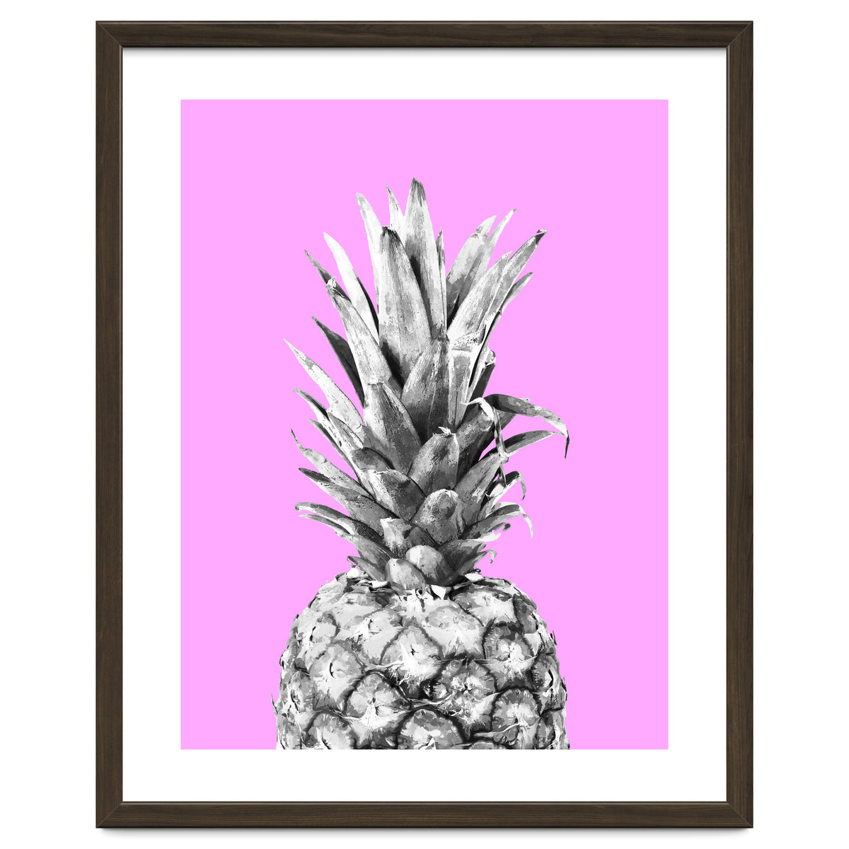 Black and White Pineapple Pink Background