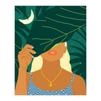 To The Moon & Never Back | Jungle Dreamer Bohemian Tropical Soul | Forest Nature Woman Illustration (Print Only)