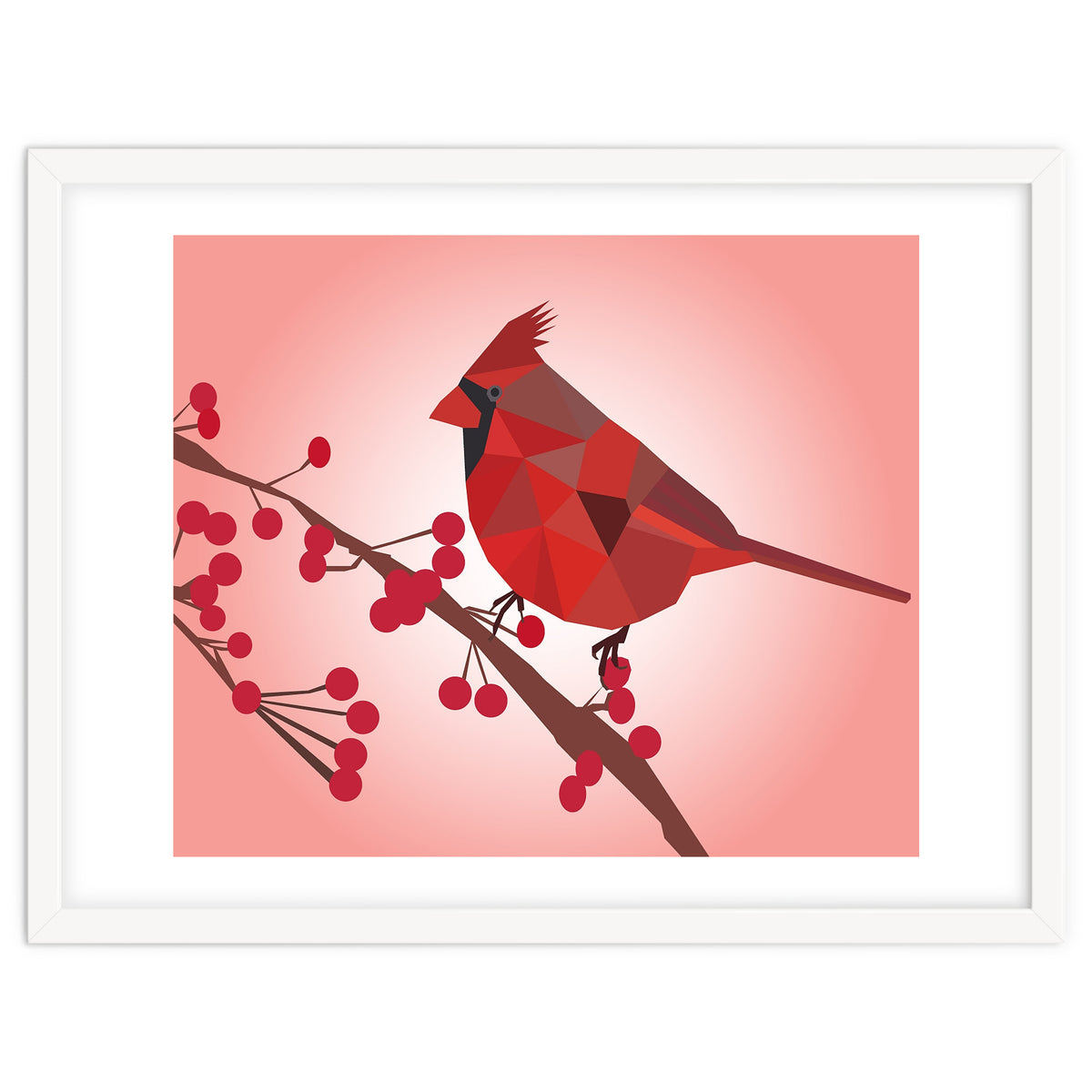 Northern Cardinal Bird Low Poly Art