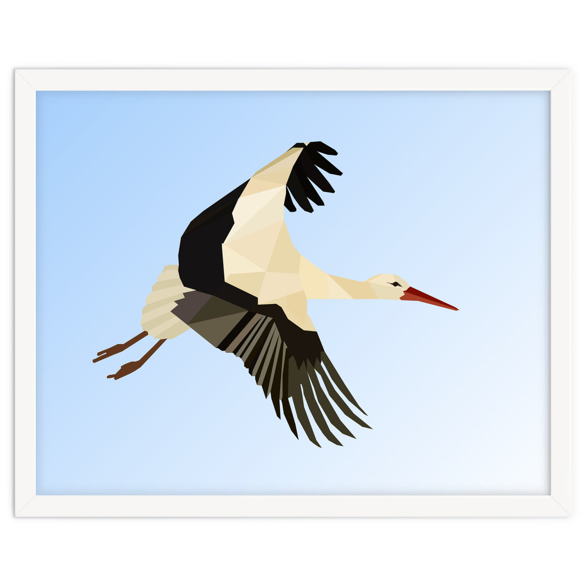 White Stork Bird Low Poly Art