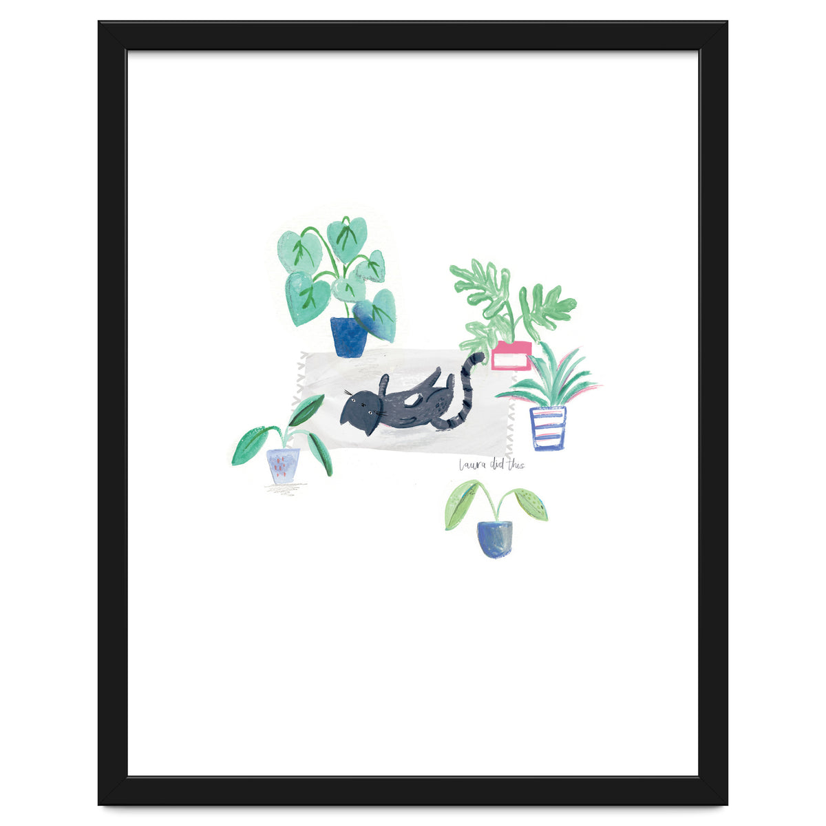 Black Cat And House Plants