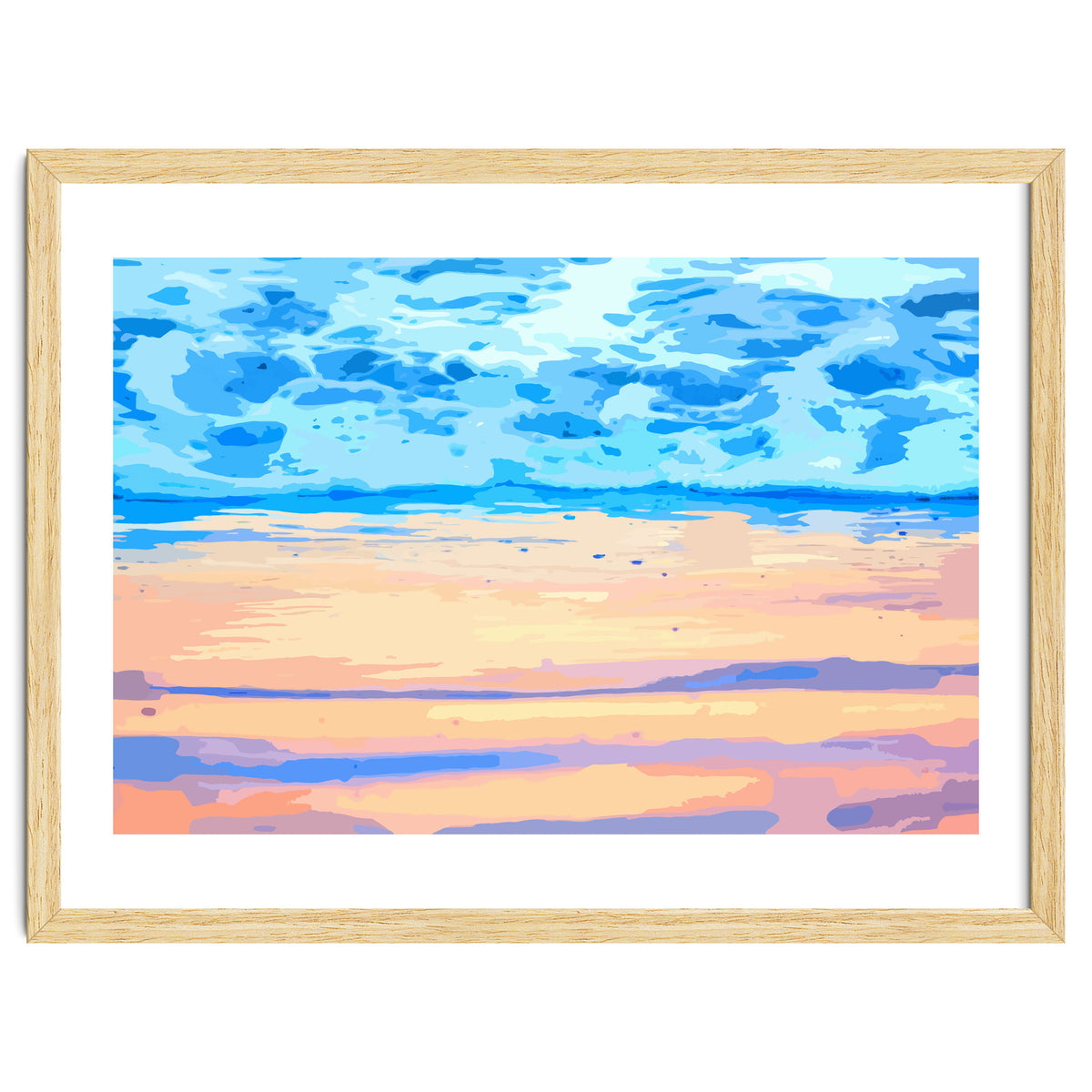 Sunset On The Shore | Beach Pastel Scenic Nature | Sea Ocean Landscape Painting