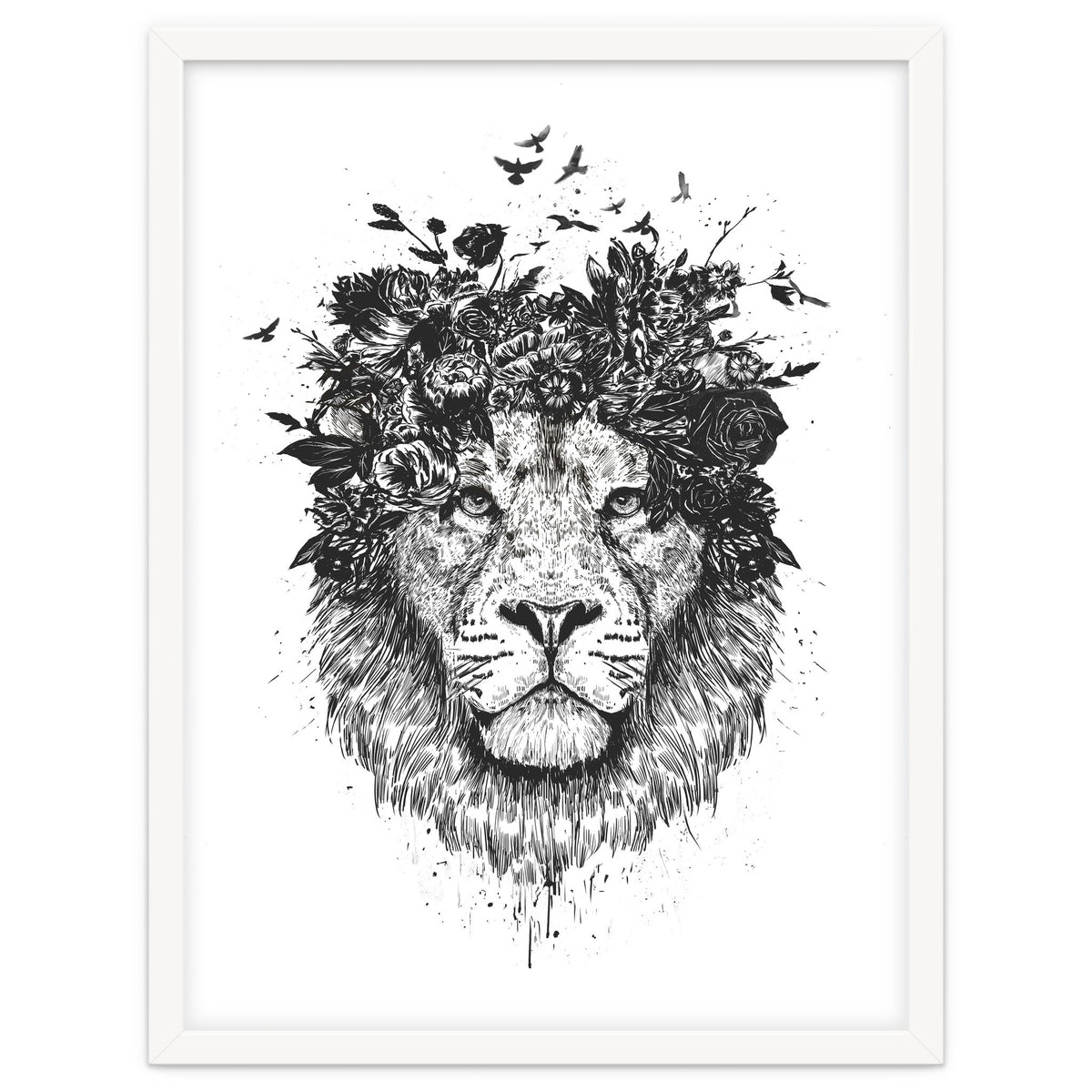 Floral Lion Bw