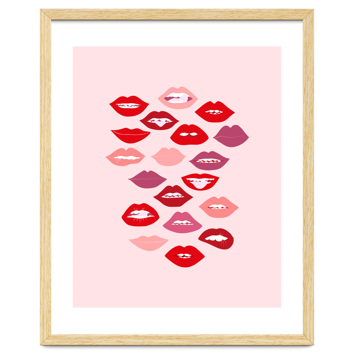 Lips Red with Pink Background
