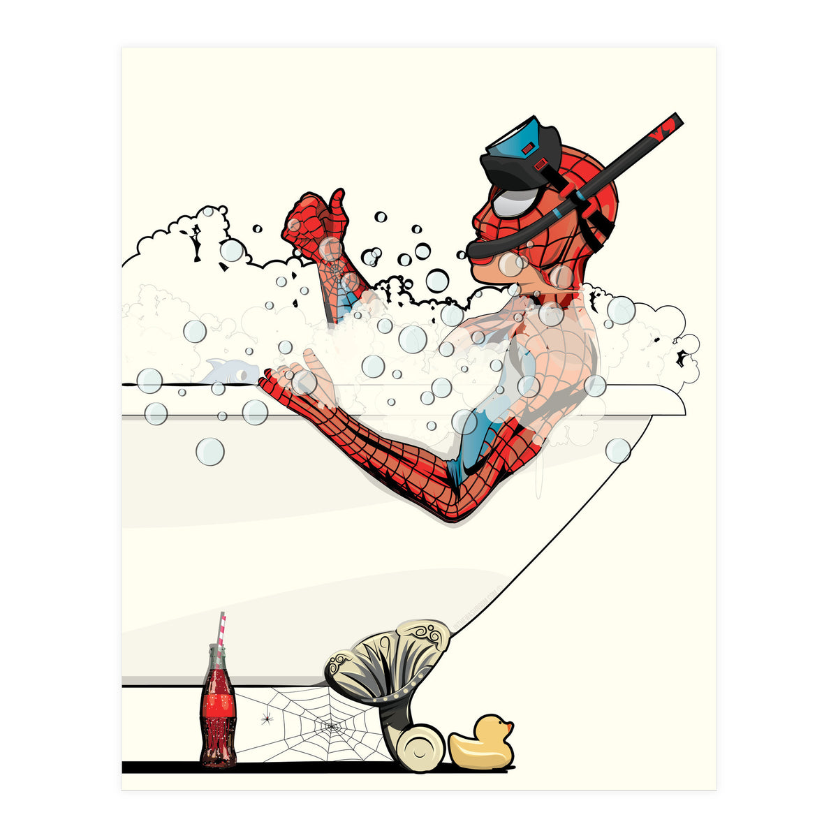 Spiderman in the Bath, funny Bathroom Humour (Print Only)