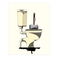 Thor's Hammer Mjolnir on the Toilet, funny bathroom humour (Print Only)