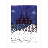 Castle on the hill at night (Print Only) thumbnail