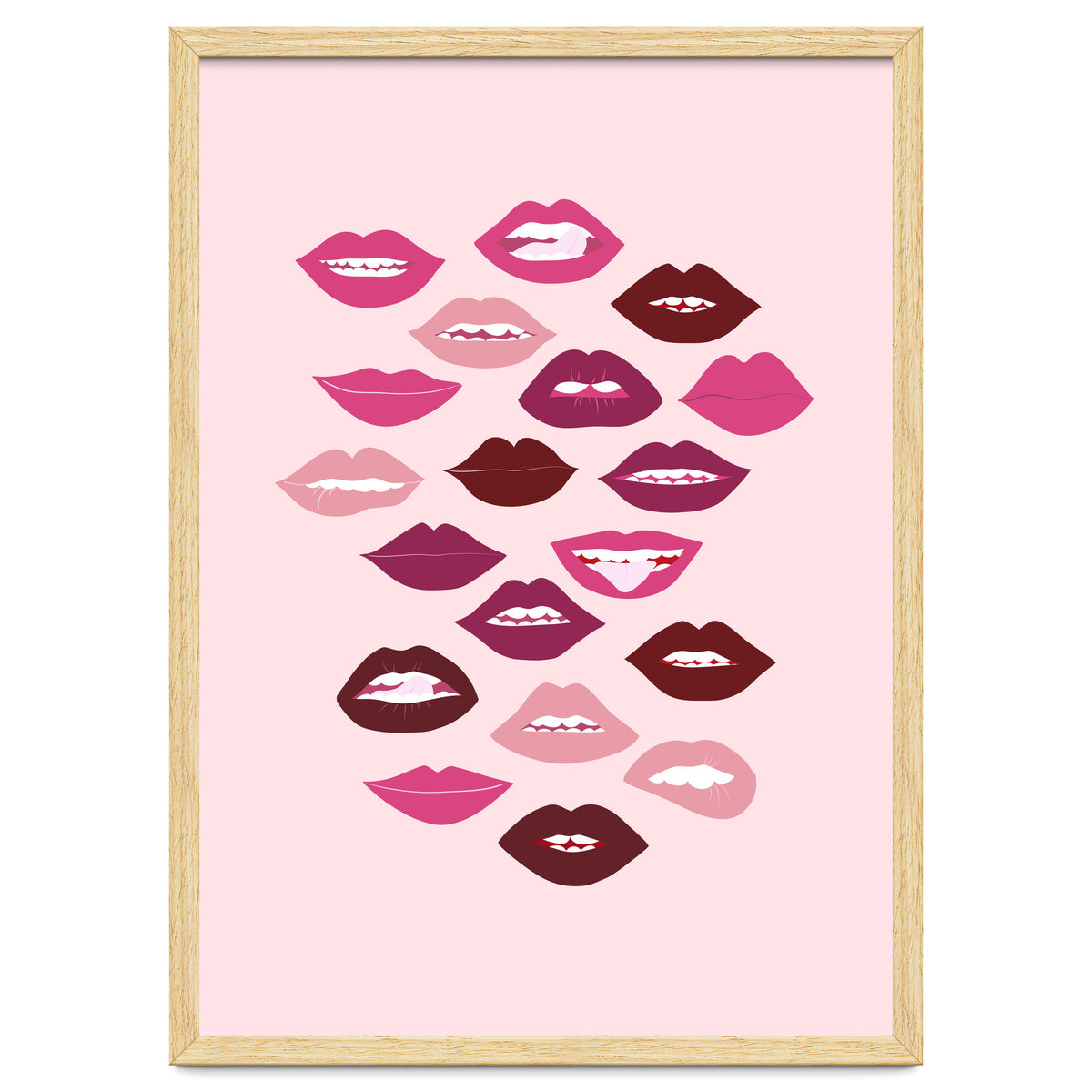 Lips Dark on Pink Background
