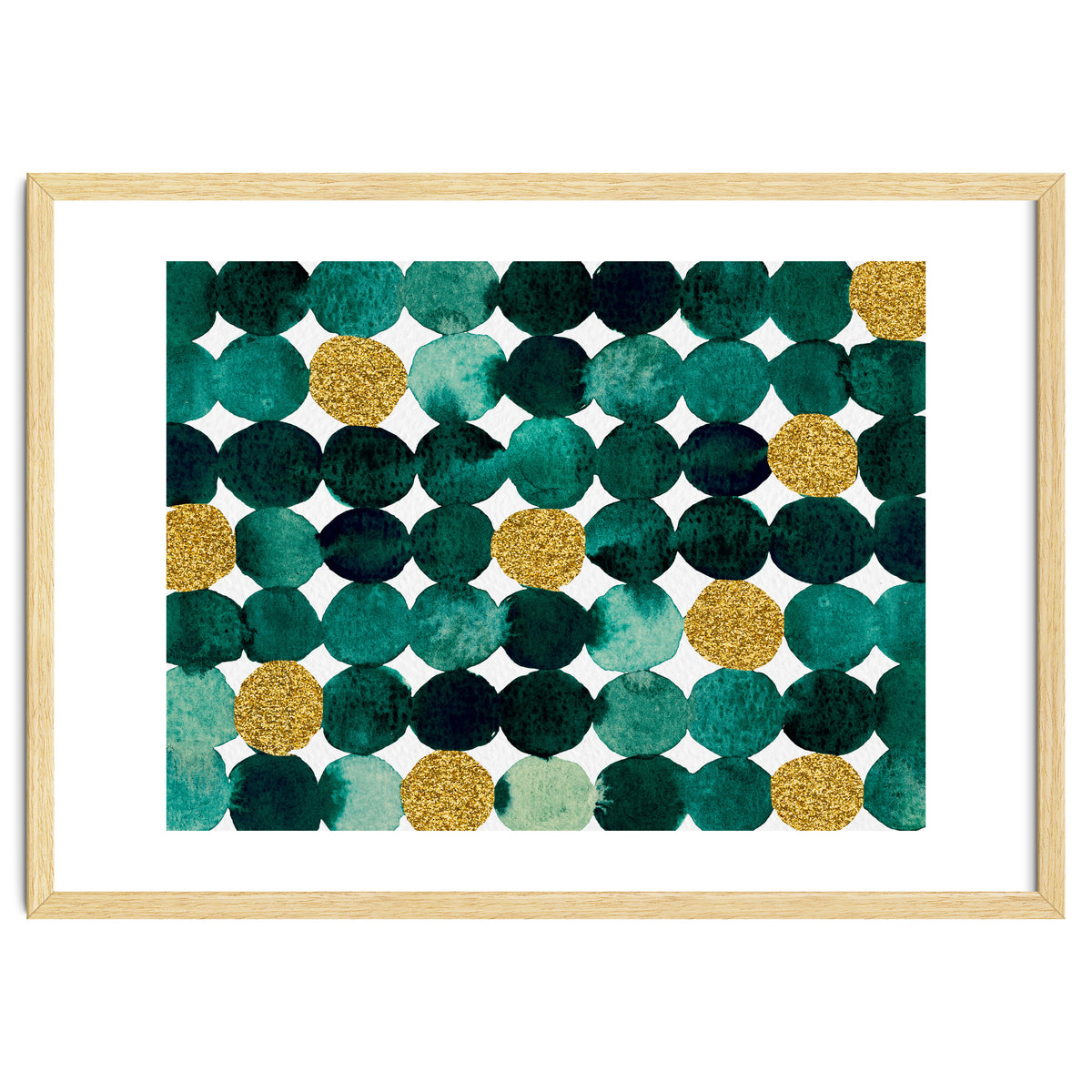 Dots pattern - emerald green and gold
