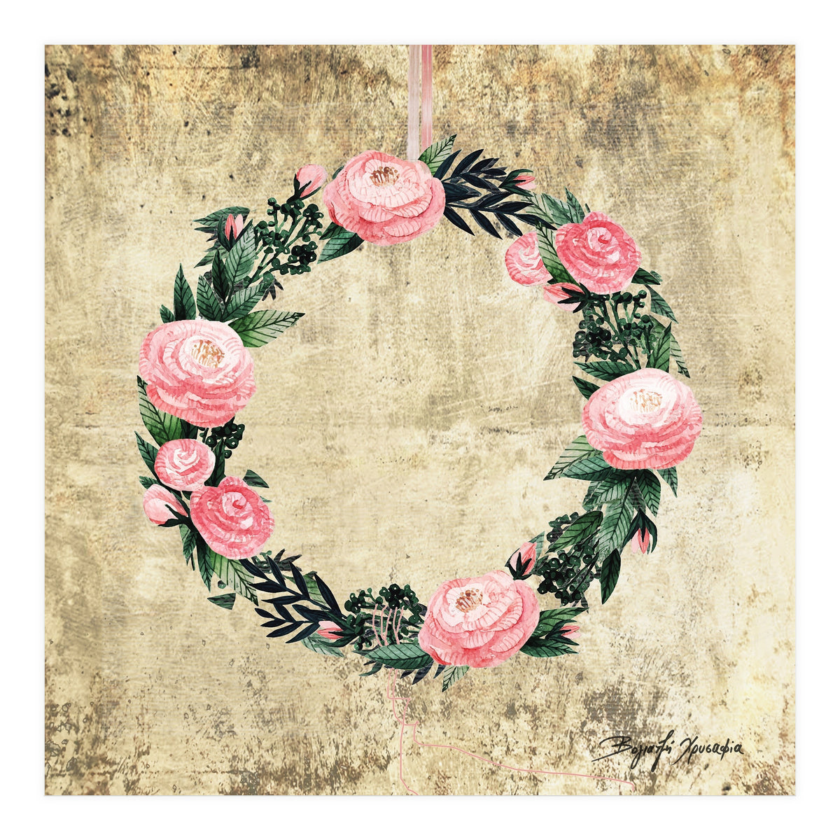 Wreath #Rose Flowers #Royal collection (Print Only)