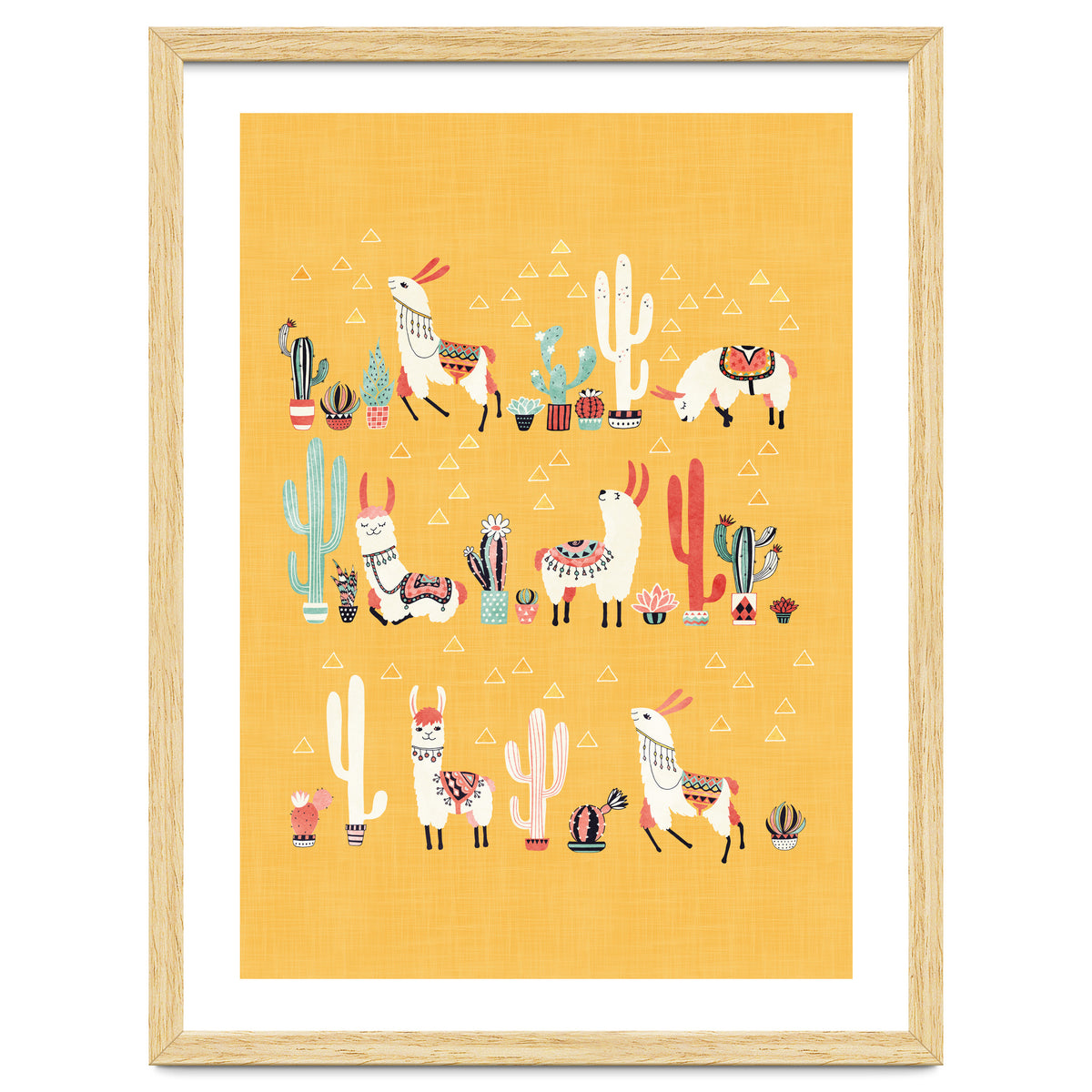 Happy Llama With Cactus In A Pot