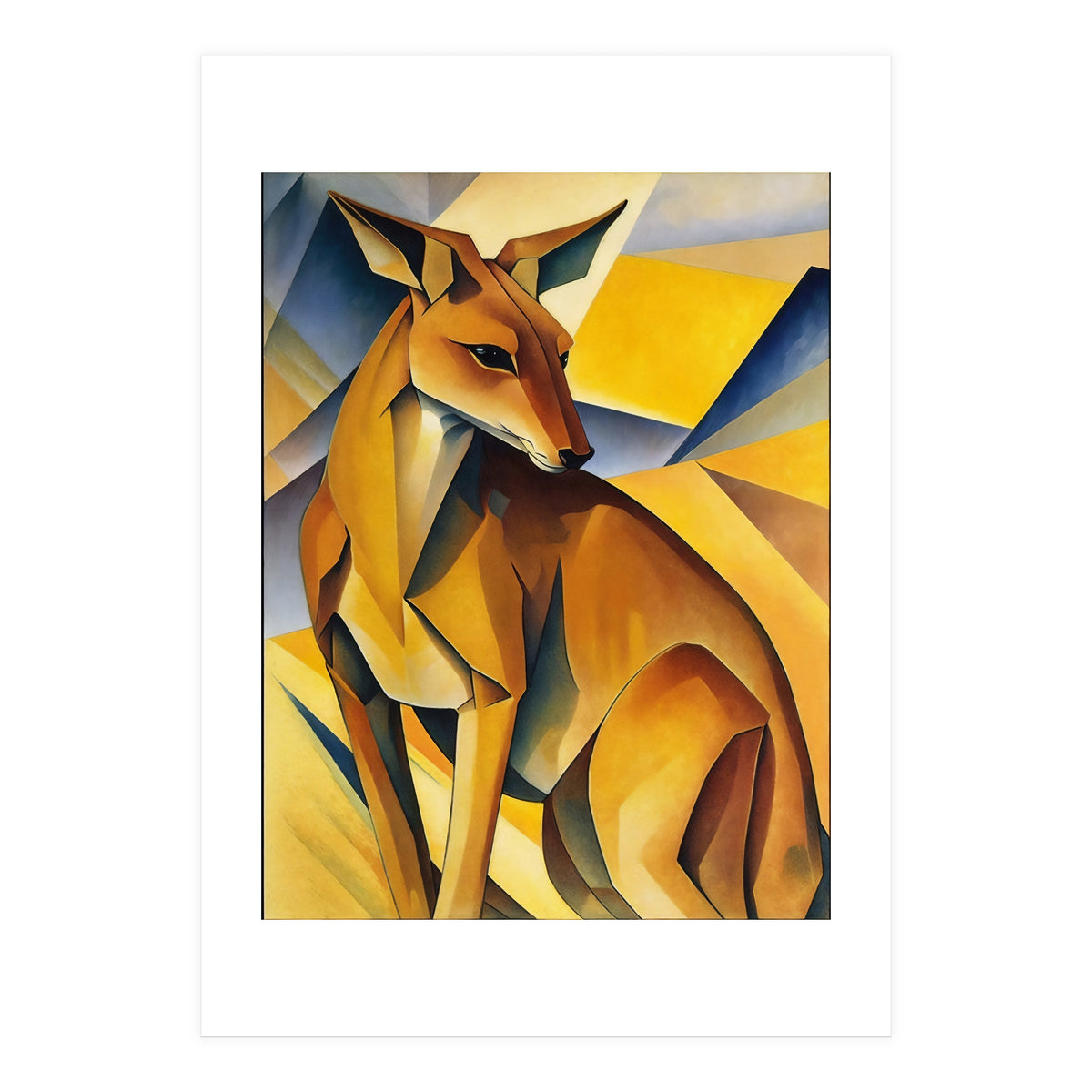 Kangaroo Abstract Oil Painting (Print Only)