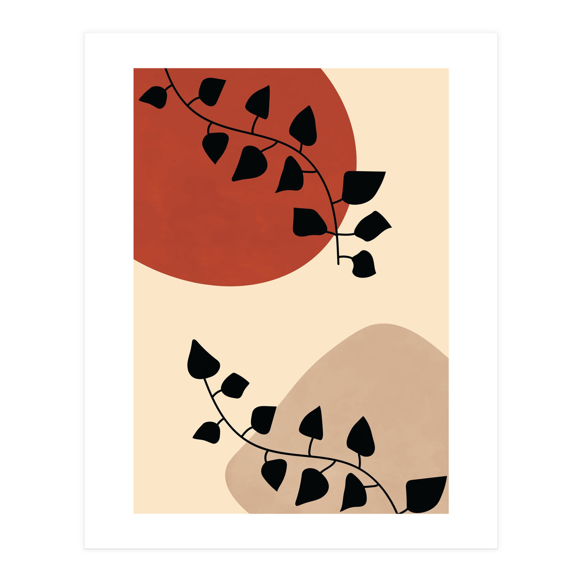 Abstract Boho Botanical Pothos Leaf (Print Only)