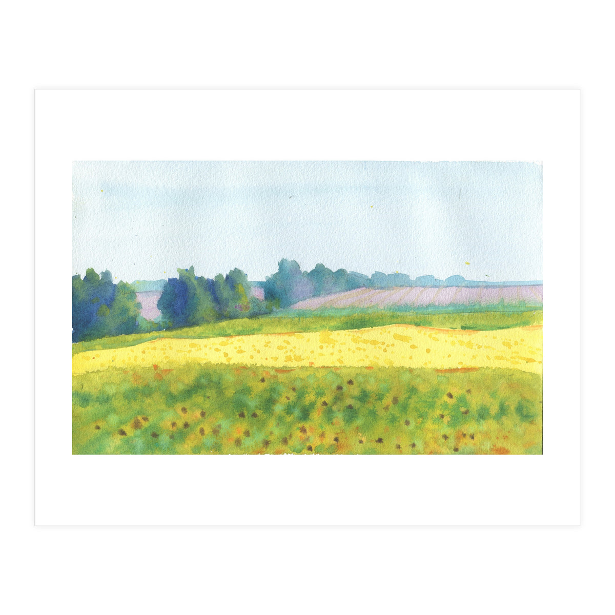 Field landscape. Watercolor (Print Only)