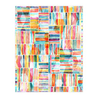 Summer Pastel Geometric and Striped Abstract on white (Print Only)