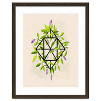 Geometric frame with leaves and flowers