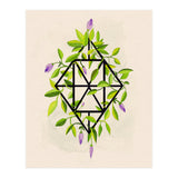 Geometric frame with leaves and flowers (Print Only) thumbnail