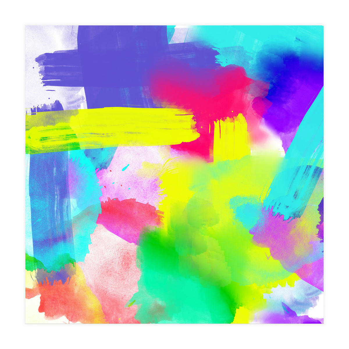 Abstract Stripes Neon Artistic Watercolor Pattern (Print Only)