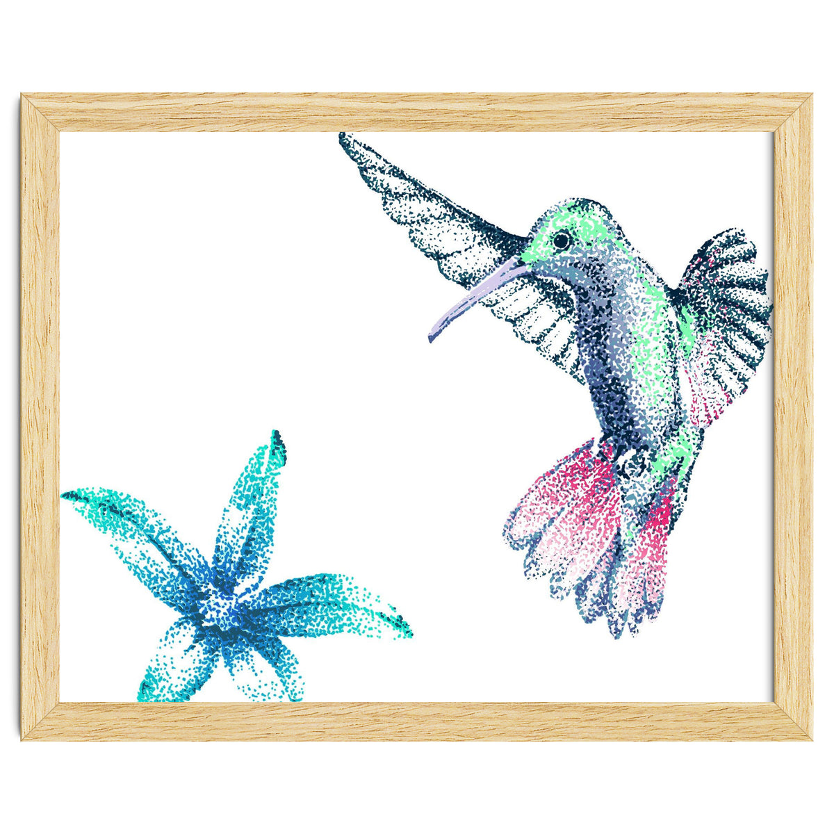 Green Hummingbird And Tropical Flower