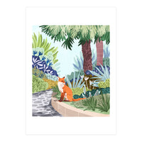 Fox in The Garden | Animals Wildlife Botanical Nature Painting | Boho Colorful Jungle Illustration (Print Only)