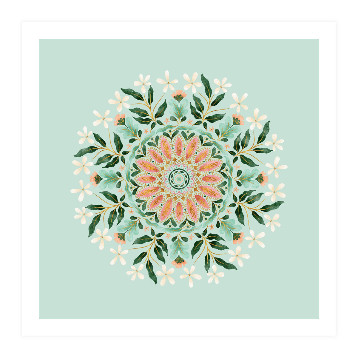 Floral Mandala | Mint Green (Print Only)