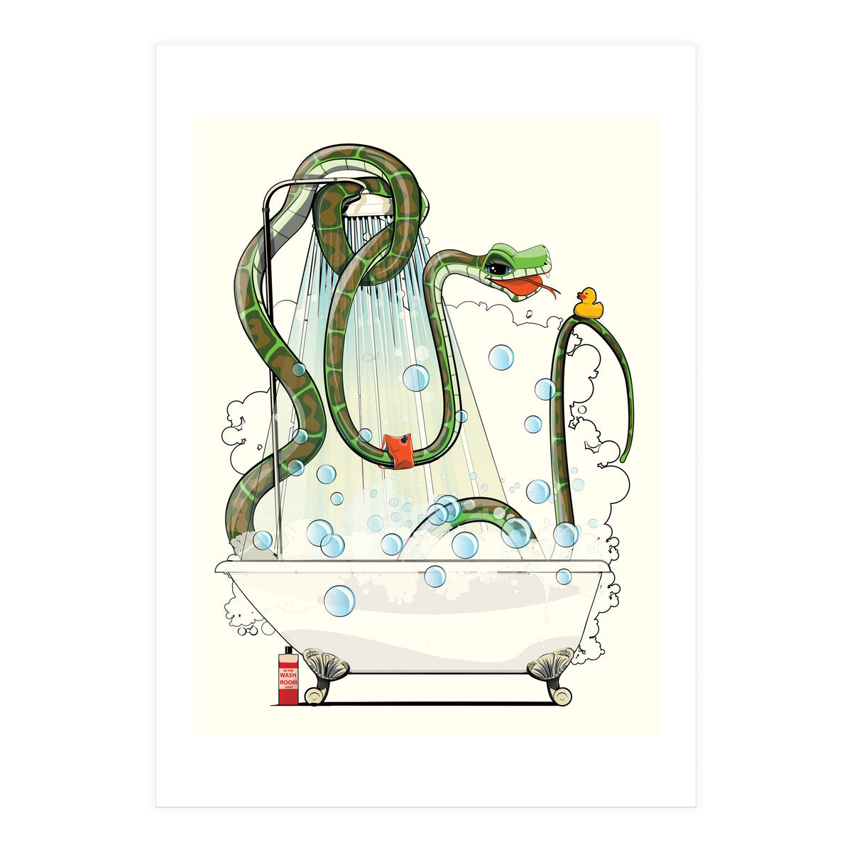 Snake in the Bath, Funny Bathroom Humour (Print Only)
