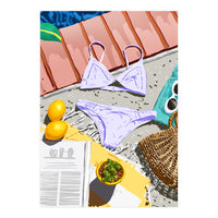 Summer on my mind, Tropical Travel Swimming Pool Fashion Illustration, Eclectic Beachy Summer Bikini (Print Only)