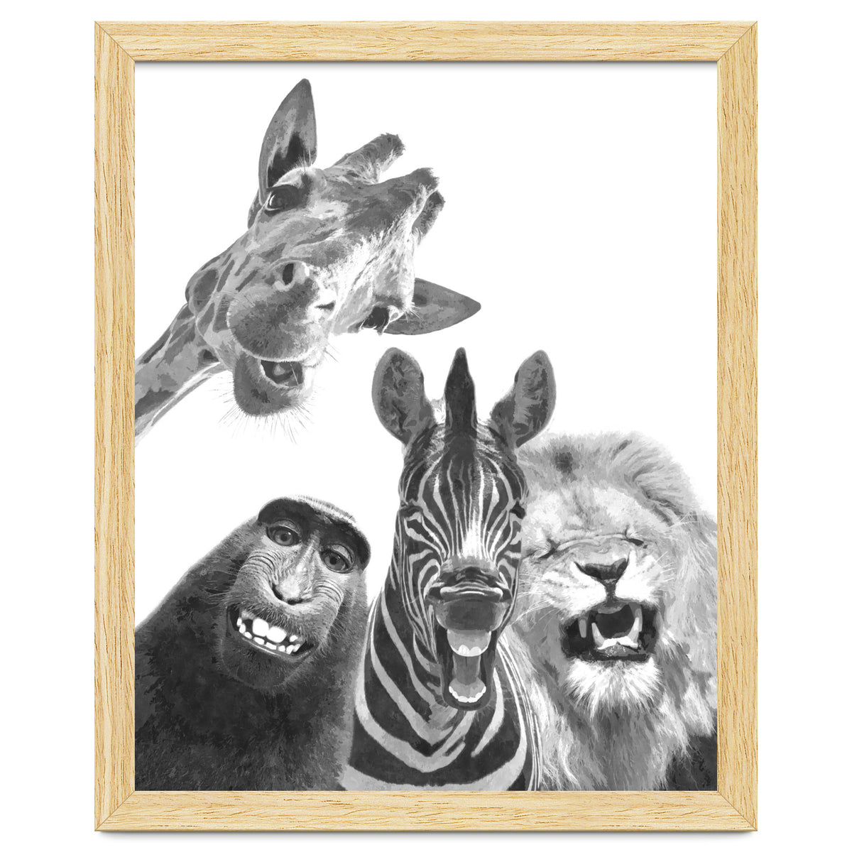 Black and White Jungle Animal Friends