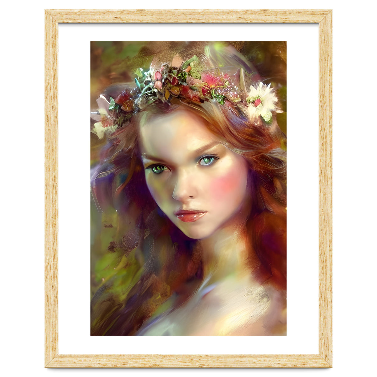 Dreamy kitschy Maiden with Flower Wreath