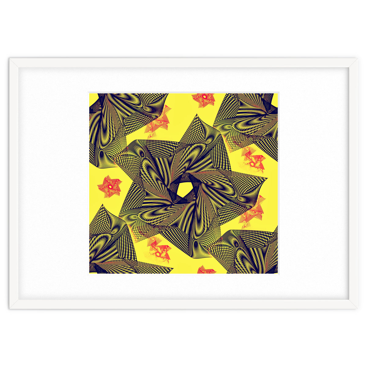 Black flowers on yellow background.