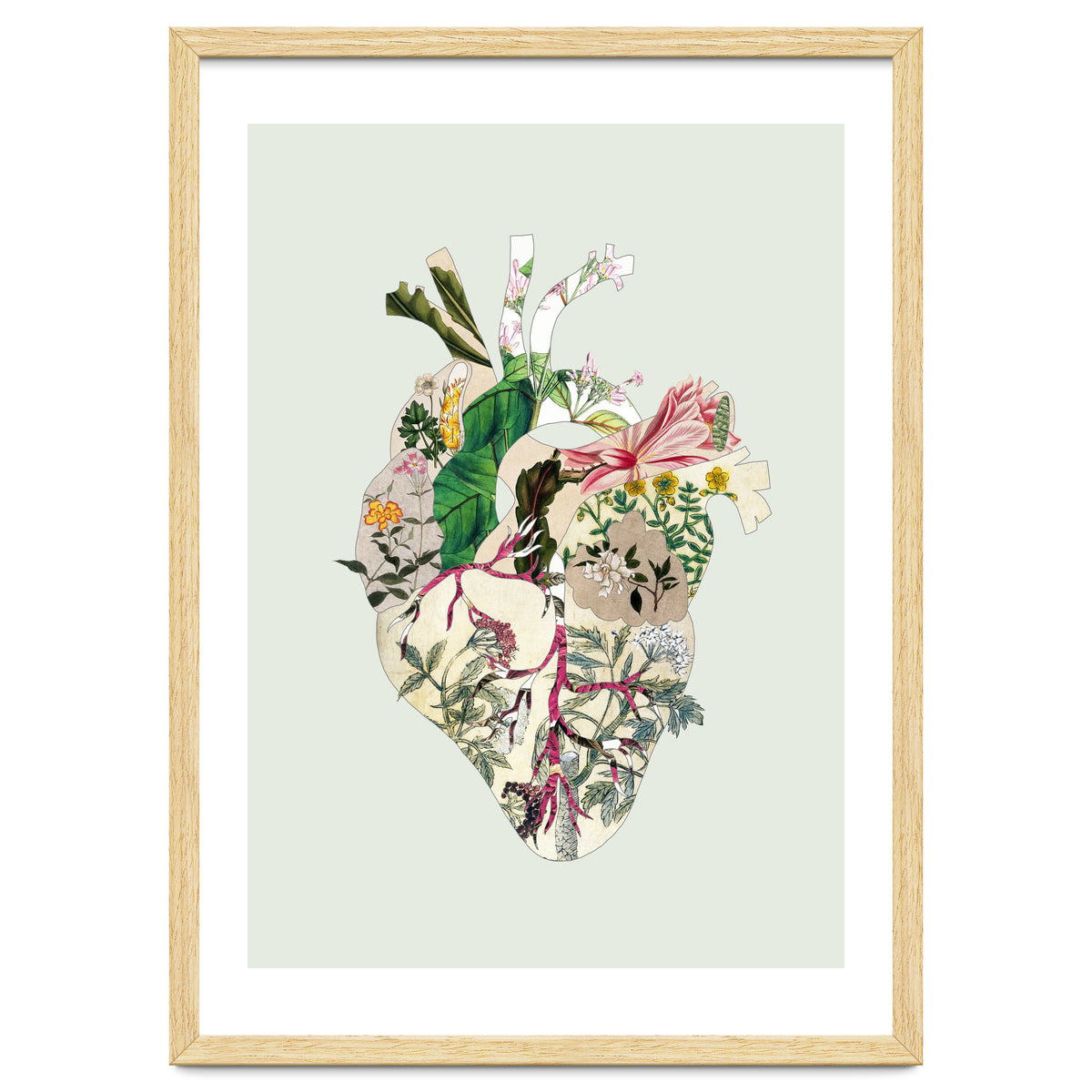 Vintage Botanical Heart - Green