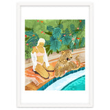 The Wild Side, Human & Nature Connection, Woman With Cheetah Cat, Tiger Painting thumbnail