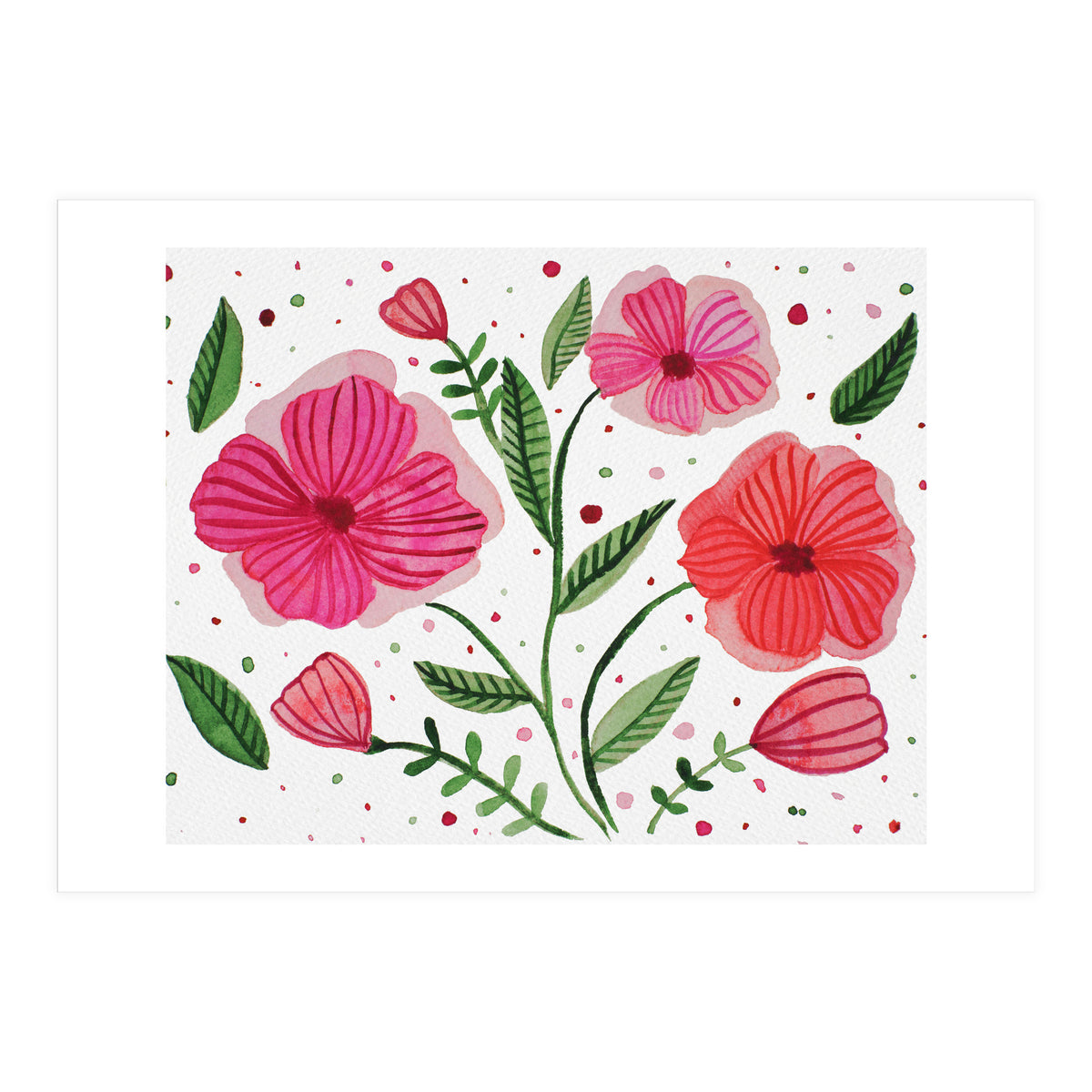 Cute whimsical floral illustration (Print Only)